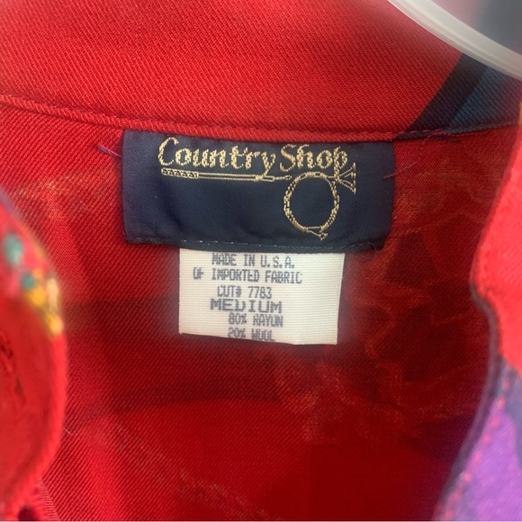 Country Shop Vintage Rayon Wool Blend Equestrian Printed Button Down Shi… - Picture 7 of 9